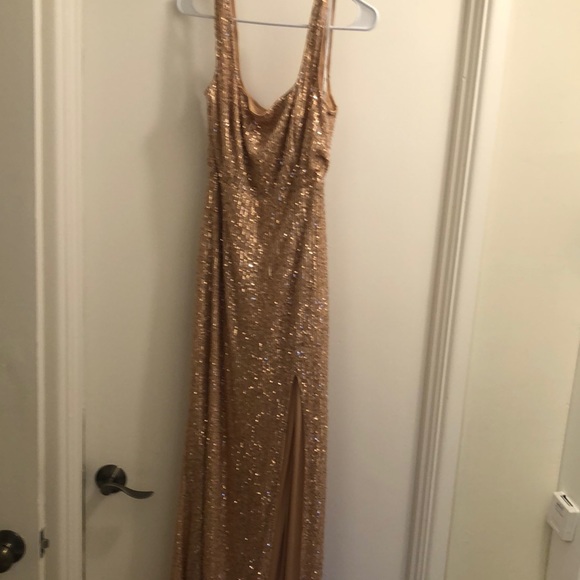 Glittery gold long dress! Only worn once. - Picture 1 of 2